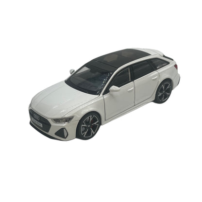 White RS6 Toy with Black/Silver Wheels